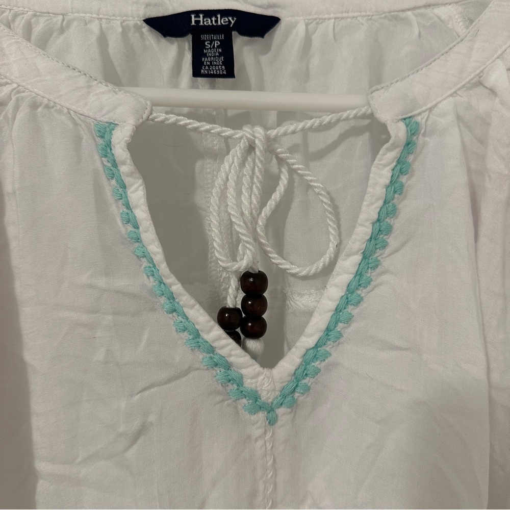 Hatley Embroidered White Long Sleeve Modal Tunic Size Small - Picture 6 of 15